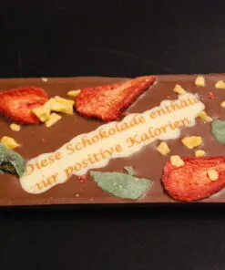 Orangenlade (29% Kakaoanteil) mit getrockneten Rosenblüten & Pistazien, 90g – Ansicht 4 – Michis Schokoatelier