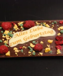 Orangenlade (29% Kakaoanteil) mit getrockneten Rosenblüten & Pistazien, 90g – Michis Schokoatelier