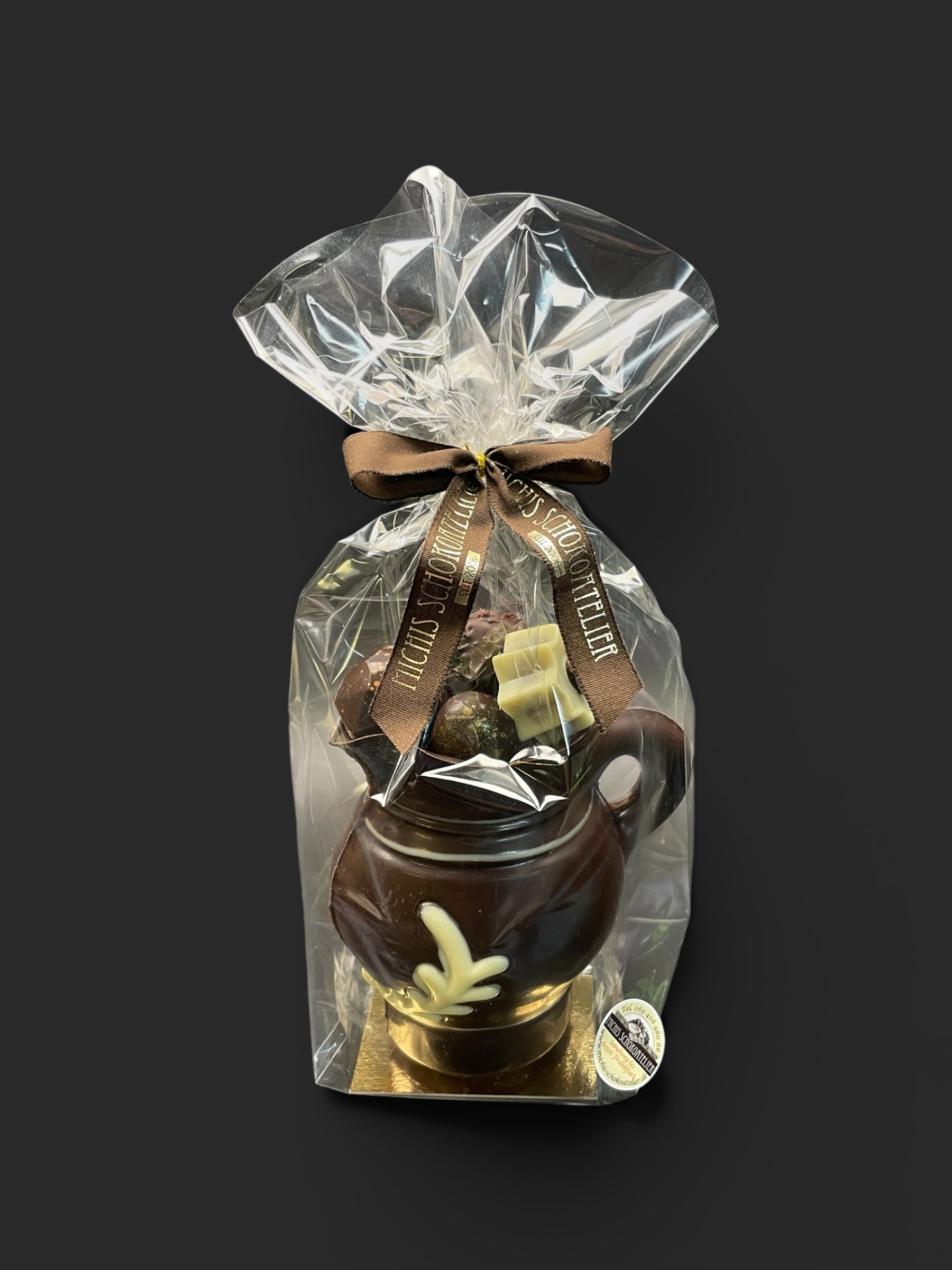 Bembel-Figur, mit Aufschrift „zartbitter gefüllt“, in Geschenkverpackung