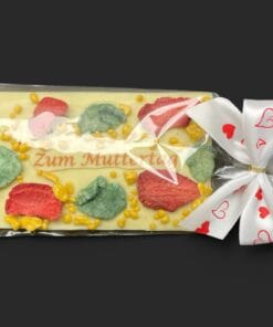 SMS-Tafel "Zum Muttertag" aus weißer Schokolade (36% Kakaoanteil), 80g – Ansicht 2 – Michis Schokoatelier