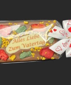 SMS-Tafel "Zum Muttertag" aus Vollmilch-Schokolade (Costa Rica, 40% Kakaoanteil) 85g – verpackt – Michis Schokoatelier