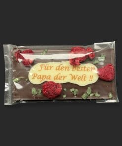 Mini-Schokoladentafel aus Zartbitterschokolade (65 % Kakao), zum Thema Vatertag, in Geschenkverpackung