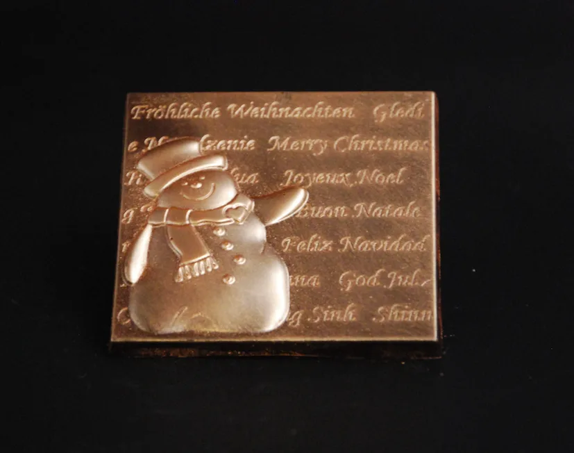 Schokoladentafel, mit Aufschrift „Schneemann Tafel 88“