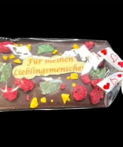 Valentinstafeln aus feinster Schokolade mit Schriftzug – verpackt – Michis Schokoatelier