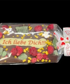 Valentinstafeln aus feinster Schokolade mit Schriftzug – Michis Schokoatelier