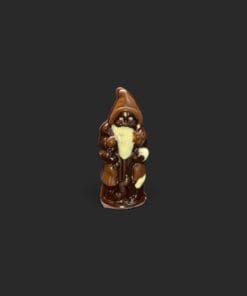 Kleiner Nikolaus aus Maracaibo-Schokolade 65 %, vegan bemalt – handgefertigt in Michis Schokoatelier.