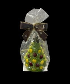 Bunter Tannenbaum aus Schokolade (36% Kakaoanteil), 35g – verpackt – Michis Schokoatelier
