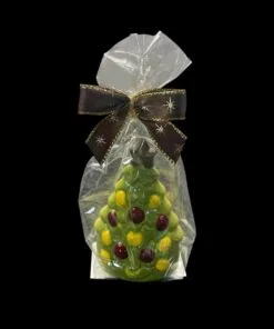 Bunter Tannenbaum aus Schokolade (36% Kakaoanteil), 35g – verpackt – Michis Schokoatelier