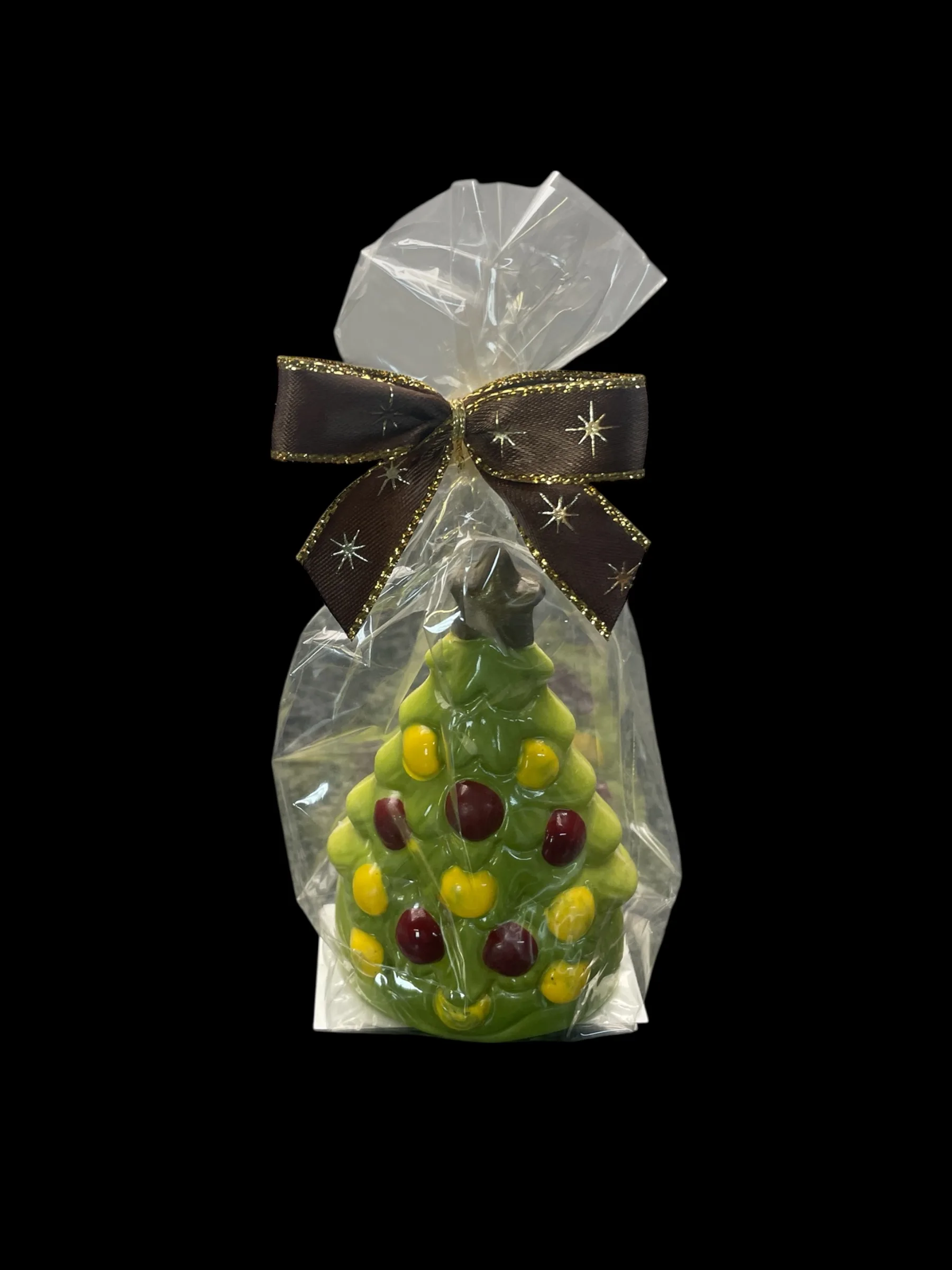 Bunter Tannenbaum aus Schokolade (36% Kakaoanteil), 35g – verpackt – Michis Schokoatelier