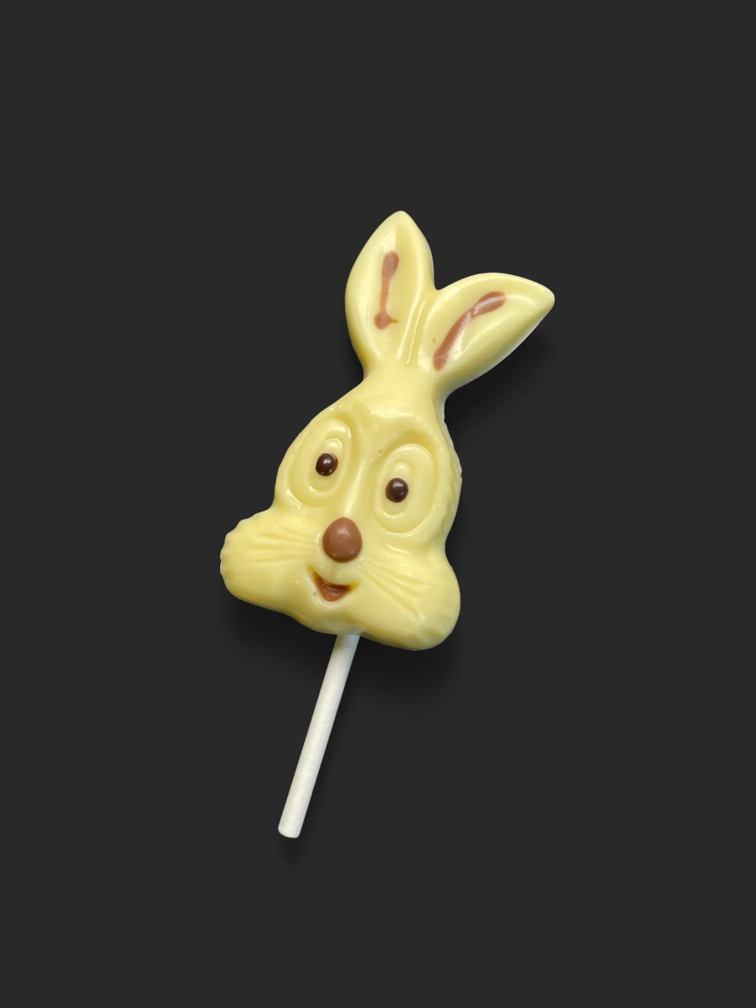 Hasen-Lutscher aus weißer Schokolade (36% Kakaoanteil), 20g