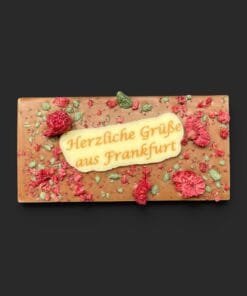 Mini-Schokoladentafel aus Vollmilchschokolade (40 % Kakao), mit Aufschrift „Minitafel Gruß aus Frankfurt“