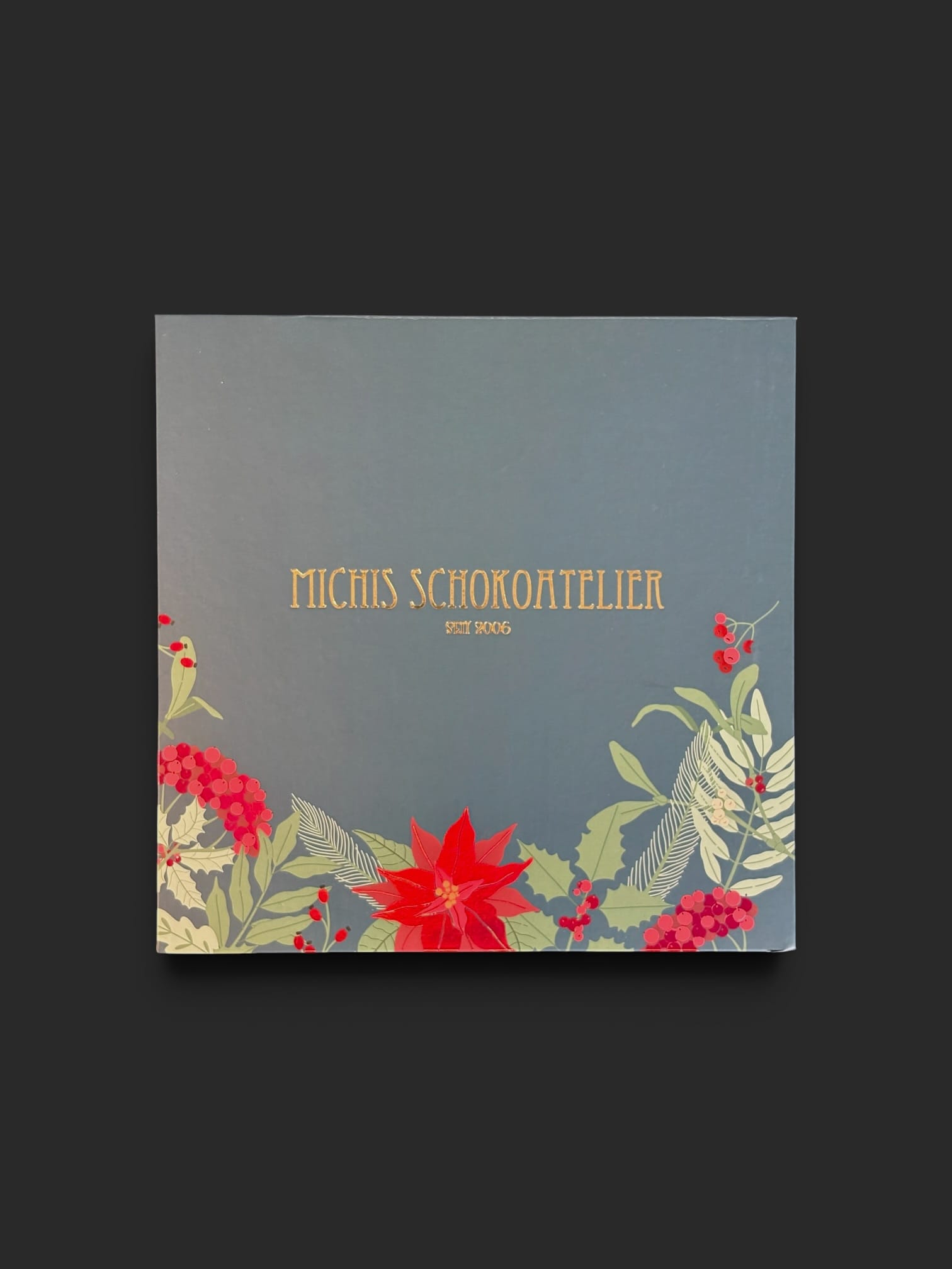 Pralinen-Adventskalender "Winterblume" mit unserem Logo
